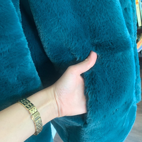 Teal Green Faux Fur Coat Inspired by Phoebe Buffay from Friends - Picture 10 of 12